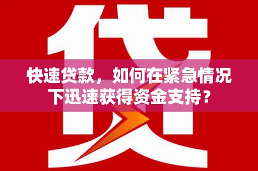 德兴快速贷款，如何在紧急情况下迅速获得资金支持？