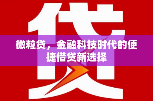 德兴微粒贷，金融科技时代的便捷借贷新选择